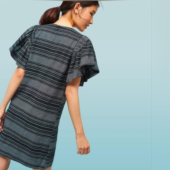 ANTHROPOLOGIE Moon River Striped Denmark Flutter Sleeve Shift‎ Dress Size XS - Picture 2 of 10